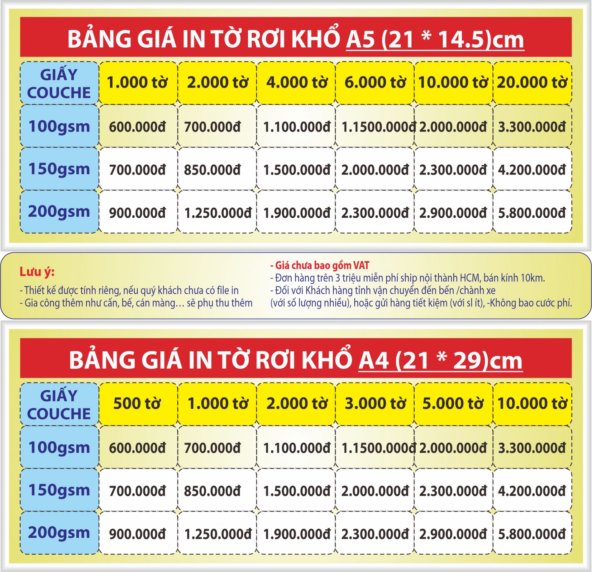 Bảng báo giá in tờ rơi giá rẻ tại Gò Vấp, TP.HCM