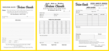 Mẫu biên nhận cho shop studio - áo cưới giá rẻ cạnh tranh nhất thị trượng hiện nay.
