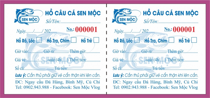 Vé câu cá giải trí, Phiếu câu cá giải trí