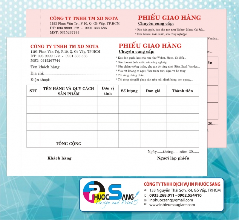Dịch vụ in phiếu giao hàng giá rẻ với mọi số lượng