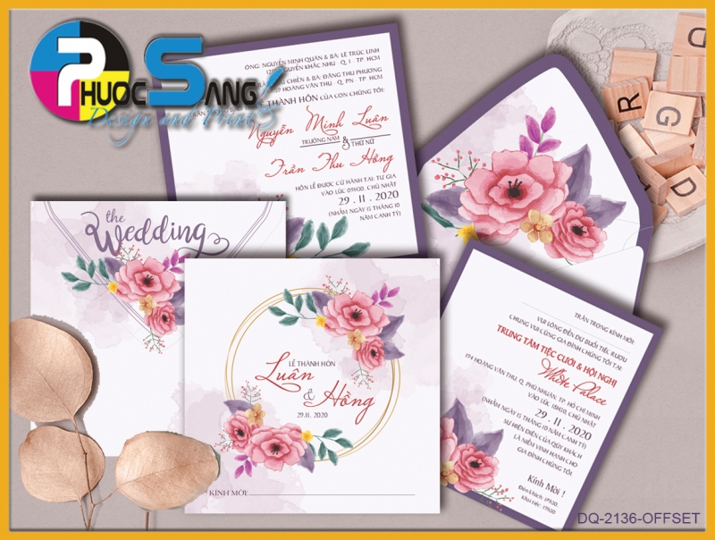 Mã DQ-2136-OFFSET | Mẫu thiệp cưới mới nhất