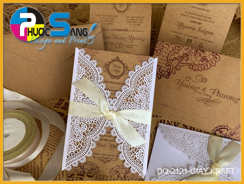 Mẫu DQ-2121-GIAY KRAFT | Mẫu thiệp cưới đẹp rất cưng