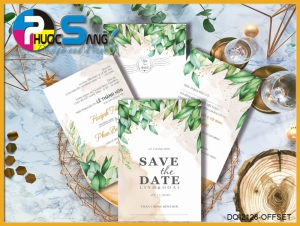 Mãu DQ-2128-OFFSET | Thiệp cưới in nhanh lấy gấp