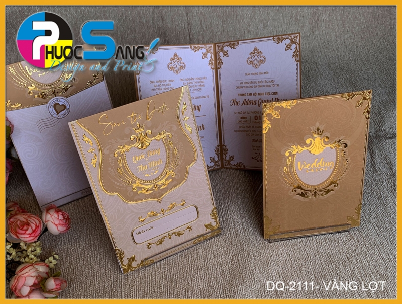 Mẫu DQ-2111-VANG LOT | Thiệp mời đẹp