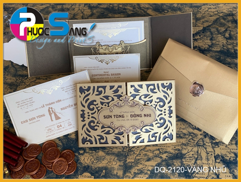 Mã DQ-2120-VANG NHU | Thiệp cưới đẹp giá rẻ Sài Gòn
