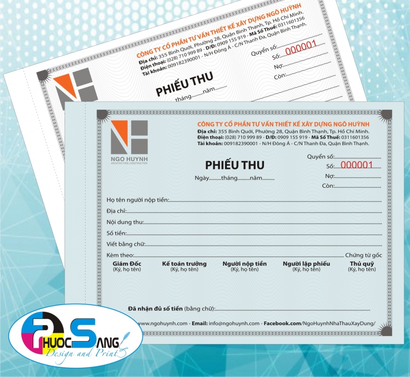 Dịch vụ in phiếu thu số lượng ít giá rẻ