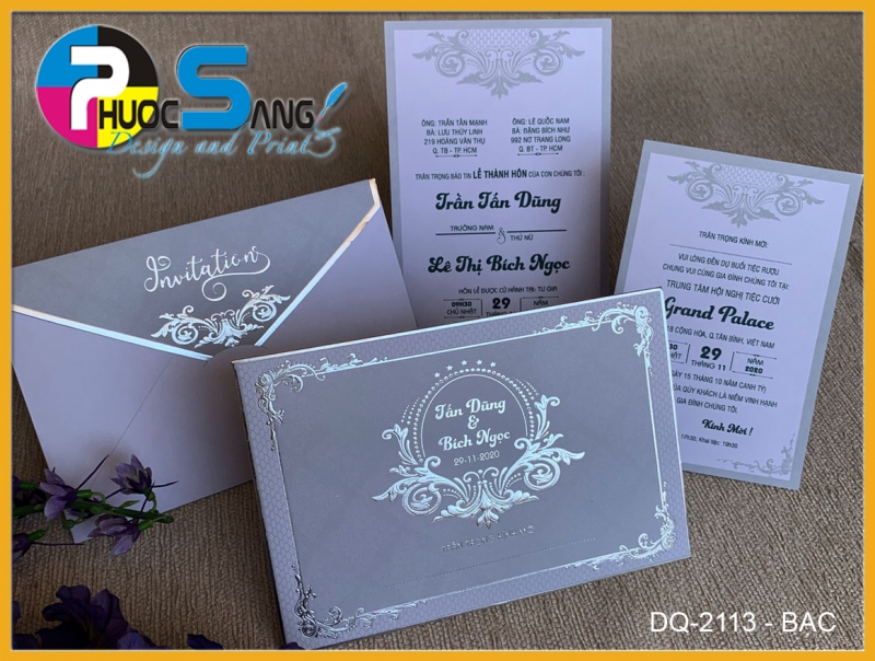Mẫu DQ-2113-bạc | xưởng in thiệp cưới giá rẻ