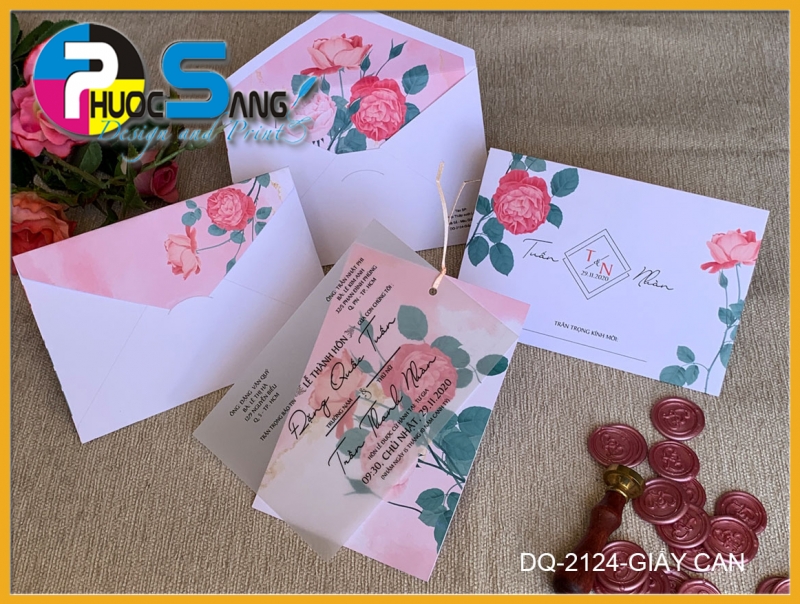 Mẫu DQ-2124-GIAY CAN | Thiệp mời đám cưới đẹp - DQ-2124-GIAY CAN