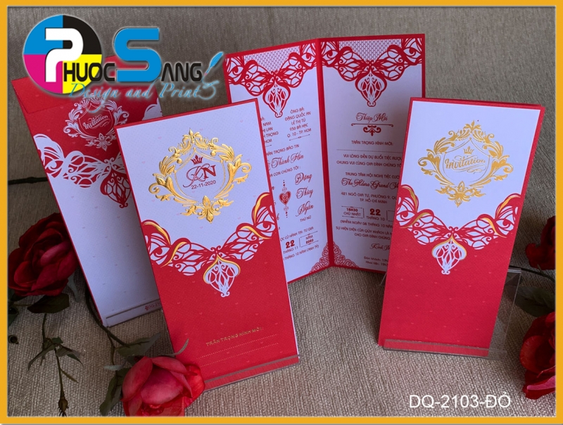 Mẫu thiệp DQ-2103-DO | Thiệp mời giá rẻ