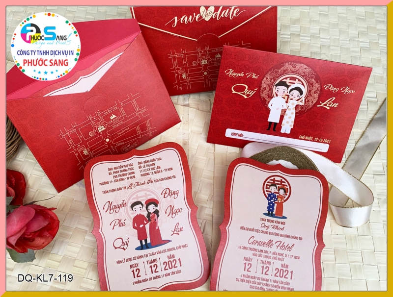 In thiệp cưới đẹp giá rẻ mẫu thiệp DQ-KL7-119