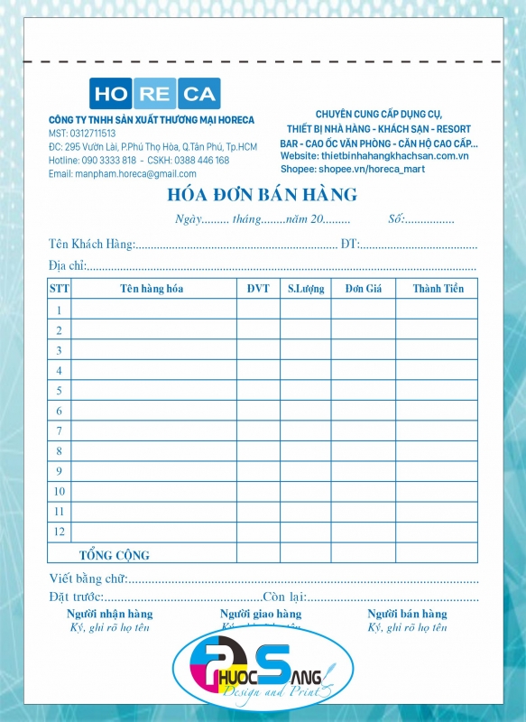 Hóa đơn bán hàng đẹp in nhanh giá rẻ