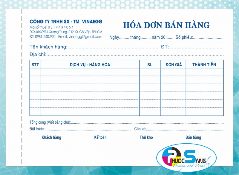 Hóa đơn bán lẻ khổ A5 in ngang giá rẻ