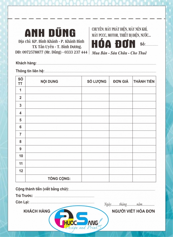 Hóa đơn bán hàng 2 liên A5 cho shop kinh doanh hàng online