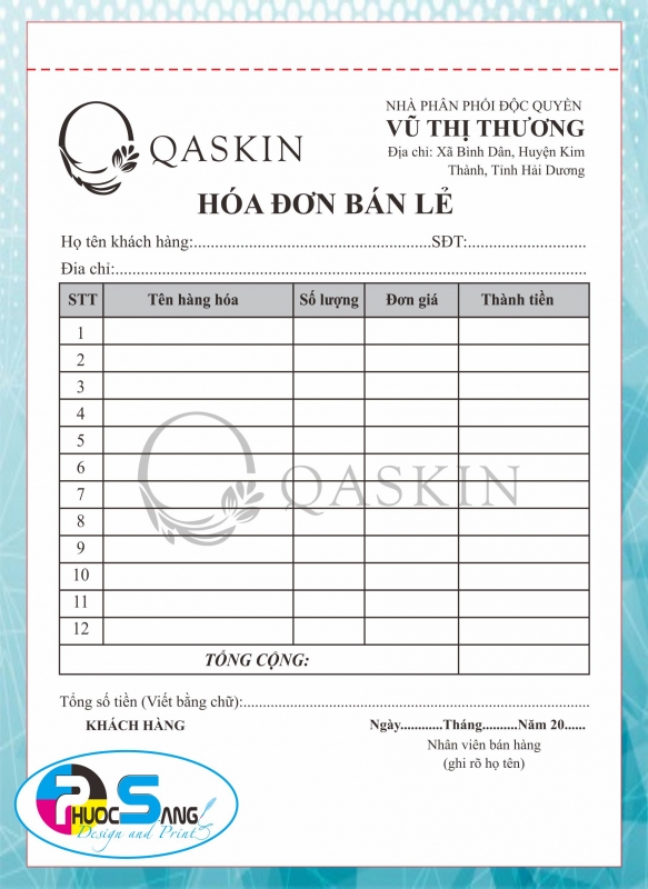 Hóa đơn bán lẻ khổ A5 bán hàng online