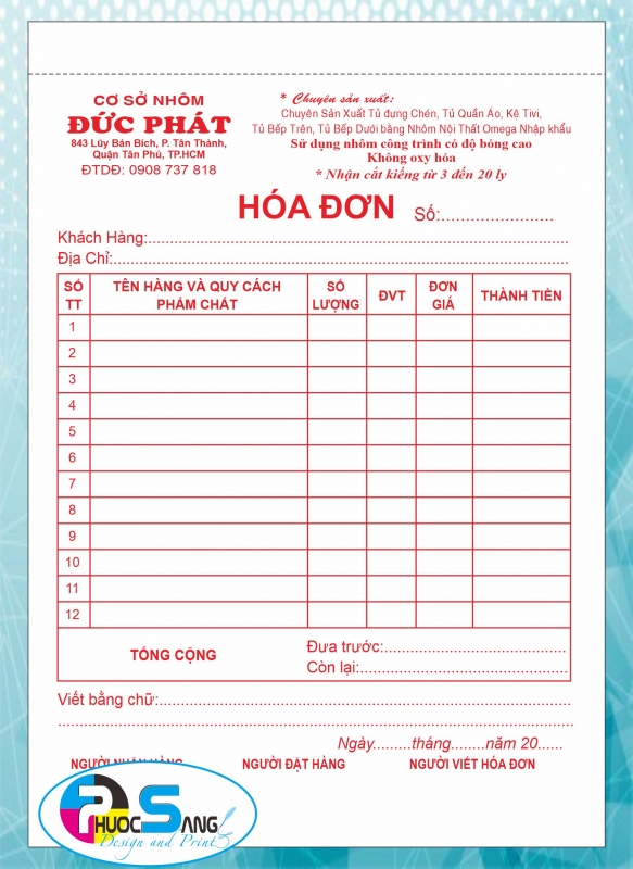 Cuốn hóa đơn bán lẻ đẹp giá rẻ