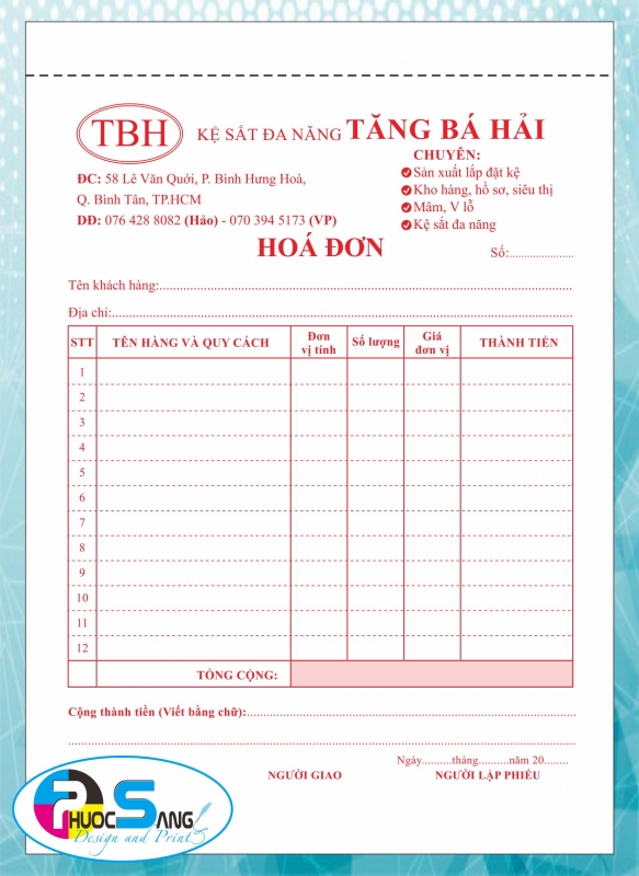 In hóa đơn bán lẻ 3 liên khổ A5 giá rẻ