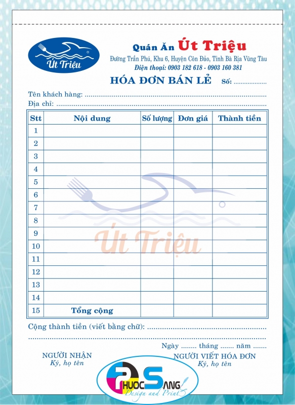 In hóa đơn bán hàng A5 thiết kế 2 màu sắc theo logo