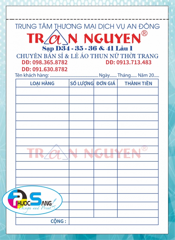 In hóa đơn bán lẻ A5 thiết kế 2 màu đẹp giá rẻ