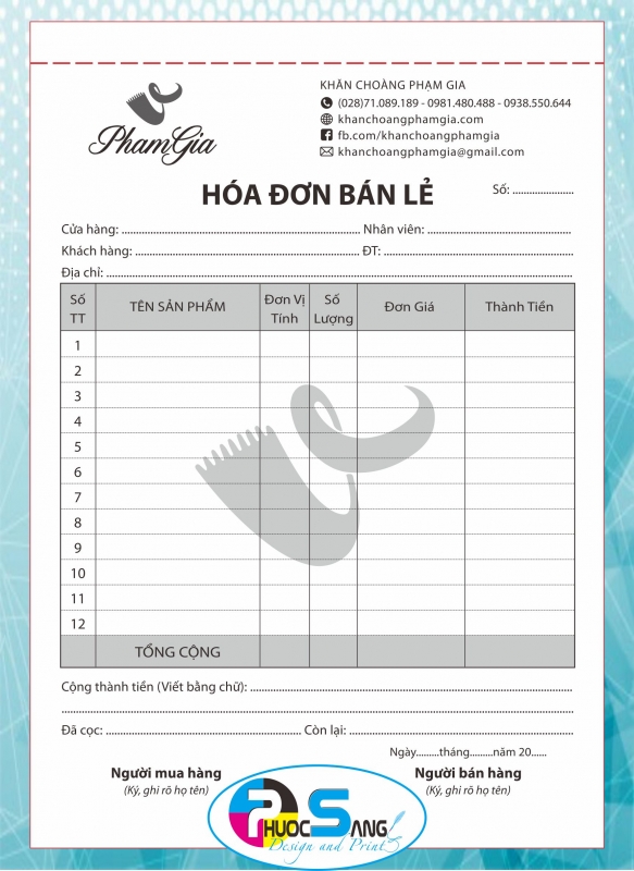 Mẫu hóa đơn bán lẻ 3 liên, In hóa đơn giá rẻ thiết kế theo yêu cầu