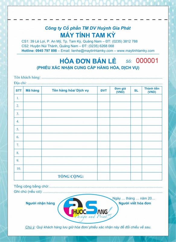 In hóa đơn bán lẻ theo yêu cầu