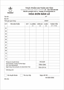 Dạng hóa đơn bán lẻ 1 liên in 1 màu trên chất liệu giấu ford