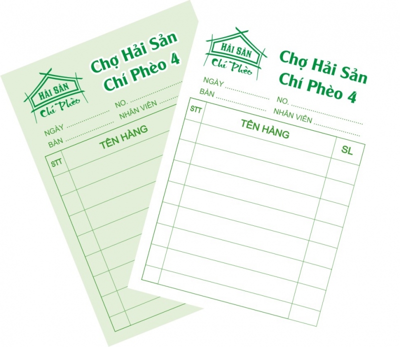 Mẫu order nhà hàng dạng 2 liên in 1 màu giấy carbonless