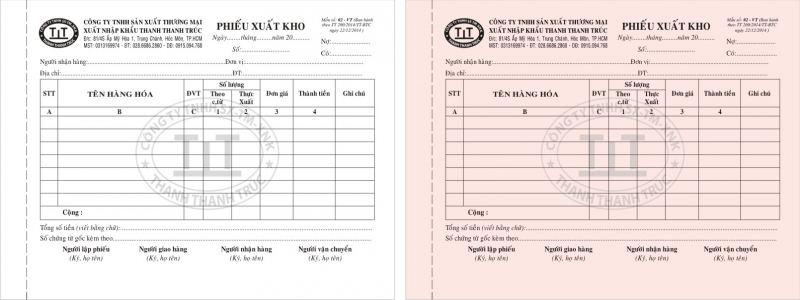Mẫu phiếu xuất kho giá rẻ in giấy carbonless dạng 3 liên