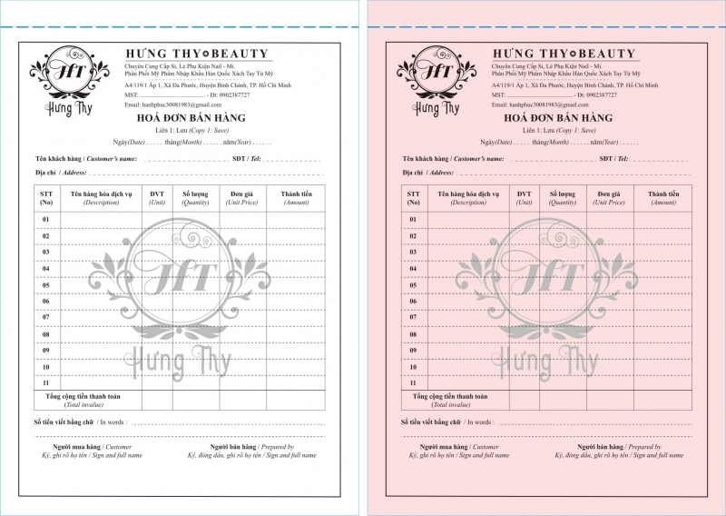 Mẫu Hóa đơn bán hàng 2 liên giấy carbonless giá rẻ