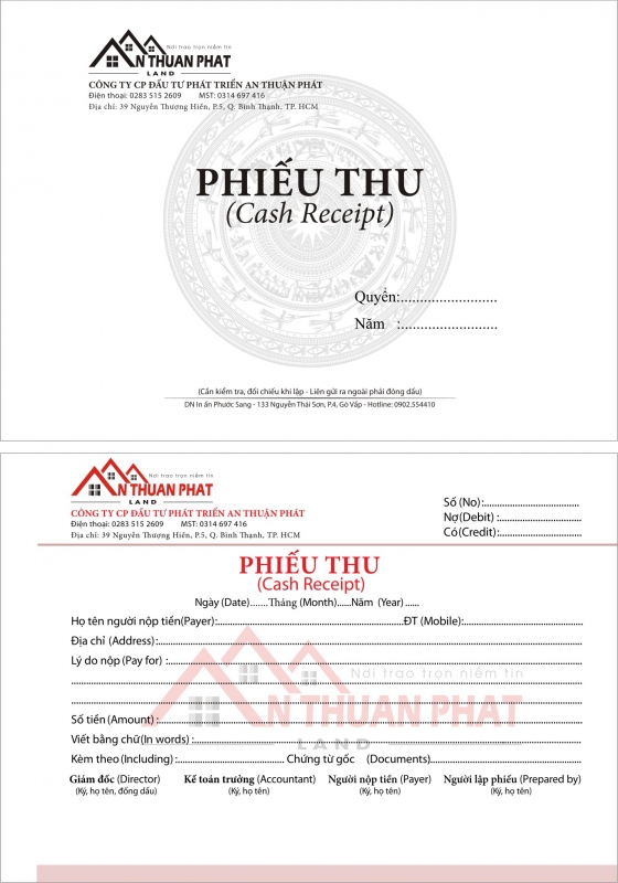 Biểu mẫu phiếu thu giấy carbonless 2 liên giá rẻ