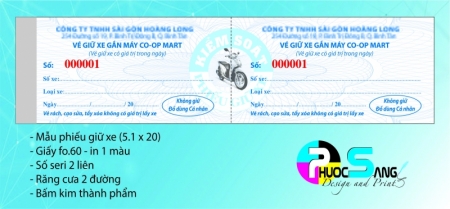 Dịch vụ in phiếu giữ xe cho bãi xe siêu thị co-op mart