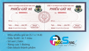 Dịch vụ in phiếu giữ xe máy cho bãi xe, công ty bảo vệ