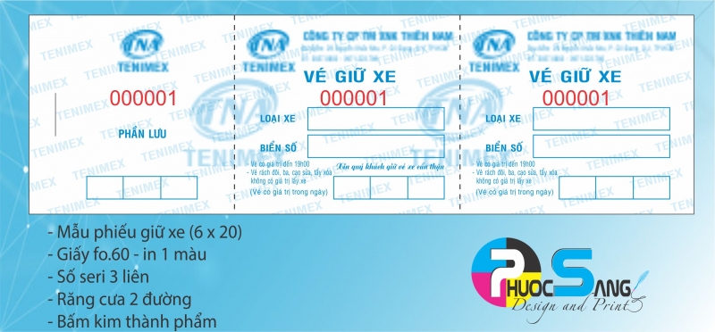 Nhận in phiếu giữ xe các loại cho siên thị, cty bảo vệ