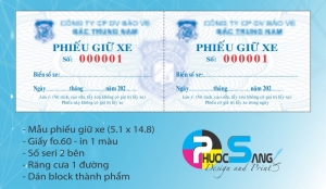 Nhận in phiếu gửi xe cho dịch vụ bảo vệ, bãi trông giữ xe
