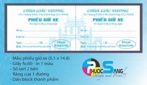 Nhận in  Mẫu phiếu giữ xe nhà chùa