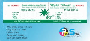 In mẫu phiếu giữ xe quán nhà hàng karaoke