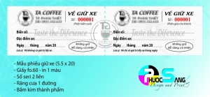 Mẫu vé giữ xe tiệm geme - quán ăn